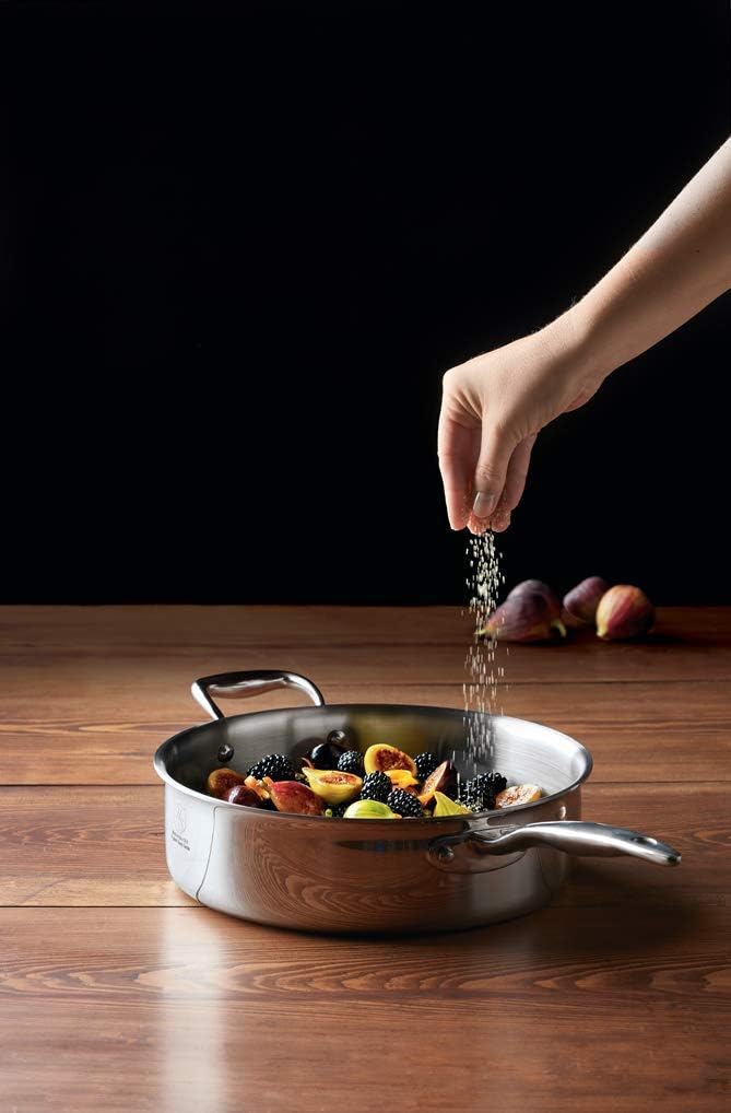 Heritage Steel 6 Quart Rondeau with Lid - Titanium Strengthened 316Ti Stainless Steel with 5-Ply Construction - Induction-Ready and Fully Clad, Made in USA