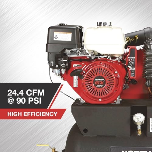 NorthStar Gas Air Compressor, 30-Gallon, 90 PSI, 24.4 CFM at 90 PSI | Honda GX390 OHV engine, Horizontal tank, Portable shop-air supply