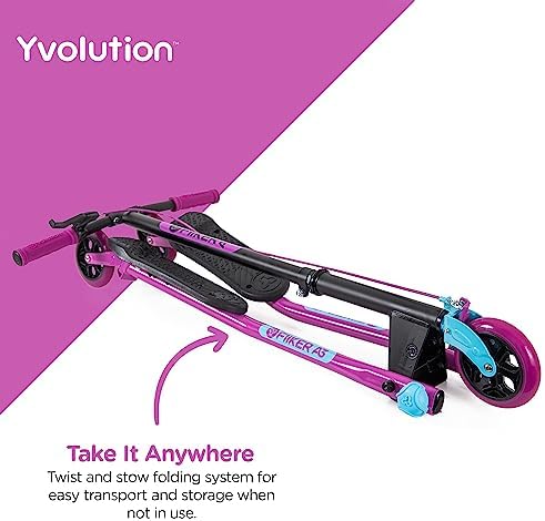 Yvolution Fliker A3 Drift Scooter, 3 Wheels Kids Wiggle Scooter, Foldable, Handbrake, Caster Wheels, for Boys and Girls Aged 7+ Years Old