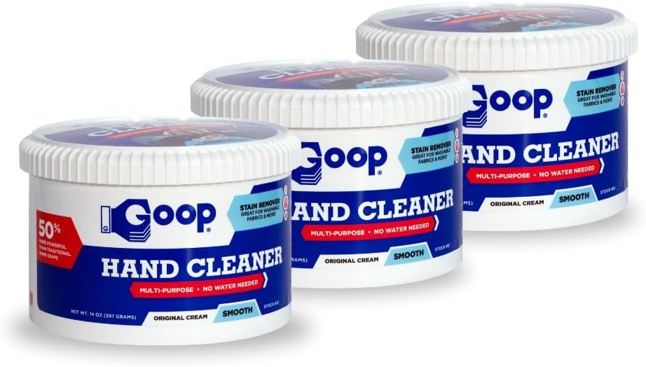 GOOP Multi-Purpose Hand Cleaner- Waterless Hand Degreaser, Laundry Stain Remover - NonToxic and Biodegradable Cleaner Remove Dirt, Oil, Paint, Ink, and Clothes Stains Original, 14oz Pack of 1