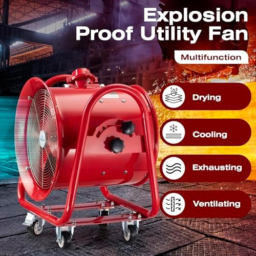 iLiving - ILG8EF12EX Explosion Proof Utility High Velocity Blower, Fume Extractor, Portable Exhaust and Ventilator Fan, Air Ventilation with 2720 CFM