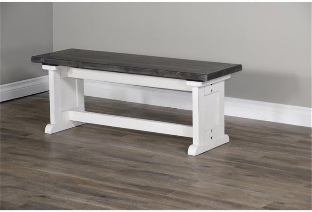 Carriage House Wood Breakfast Nook Set, Off White and Dark Brown Finish, Mahogany Base, Hidden Storage Benches, Reversible Design