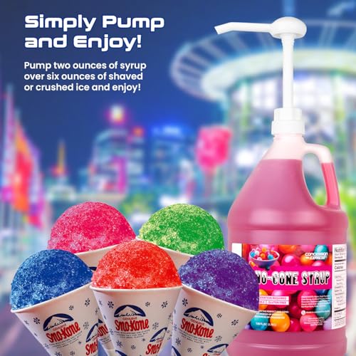 Mix & Match Sno-Cone Syrup with Pumps Loads Of Flavors (Four Gallons)