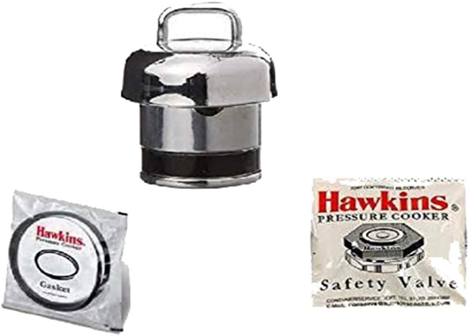 Hawkins Silver Stainless Steel, Rubber, Aluminium Vent Weight Safety Valve Bundle/Set Of Hawkins Gasket Whistle A10-09