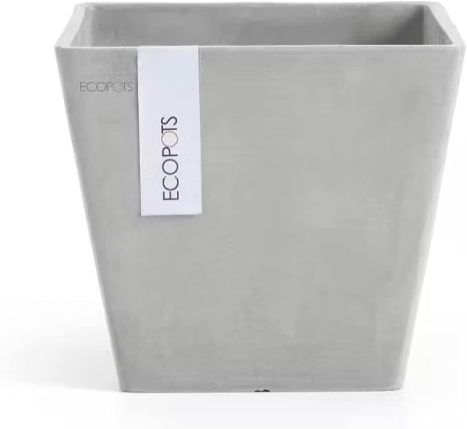 Ecopots Rotterdam Square Flower Planter, White Grey, 8" | Modern Style, Durable Recycled-Based Composite Construction, Weather and UV-Resistant, for Indoor/Outdoor Use
