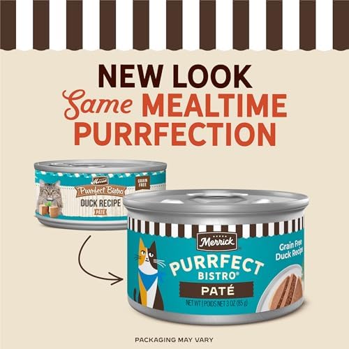 Merrick Purrfect Bistro Grain Free Premium Soft Canned Pate Adult Wet Cat Food, High Protein Duck Recipe - (Pack of 24) 3 oz. Cans