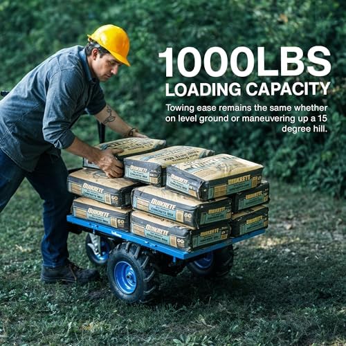 Landworks Utility Service Cart Wheelbarrow Power Wagon, Super Duty Electric 48V DC Li-Ion Battery Powered, 500 lbs Load & 1000+ lbs Hauling Capacity