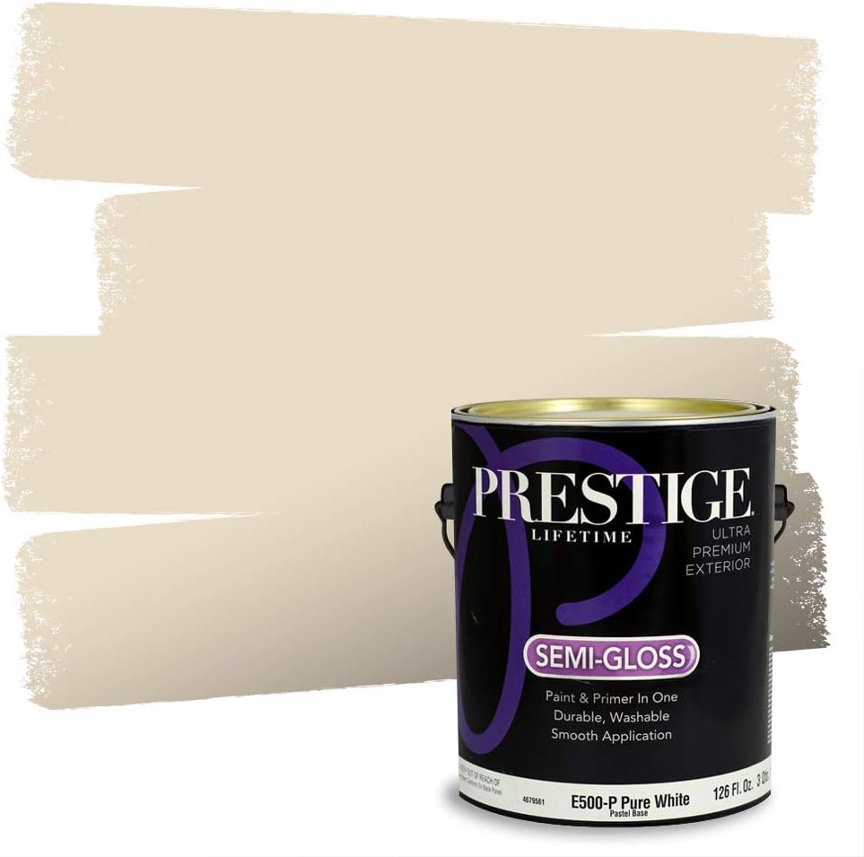 PRESTIGE Paints Exterior Paint and Primer In One, 1-Gallon, Satin, Comparable Match of Sherwin Williams* Relaxed Khaki*