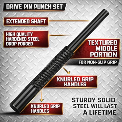 Gotical 4 -Pieces Roll Pin Punch Set and with Free Pivot Pin - Pieces Bolt Catch Install for Automotive, Watch Repair