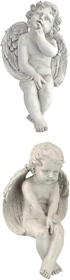 Design Toscano JE101261 Angel of Meditation Shelf Sitting Statue, 13 Inch, Polyresin, Antique Stone