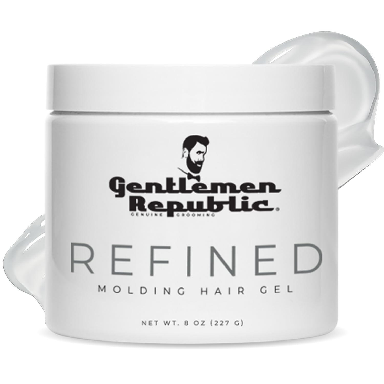 Gentlemen Republic 8oz Refined Hair Gel, 24 Hour Shine and Hold | Humidity resistant, alcohol-free formula that never flakes — professional hold made in the USA