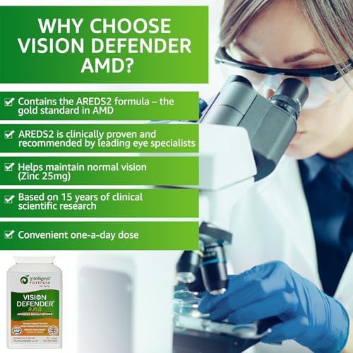 Vision Defender AREDS2 Eye Vitamins - Lutein Zinc Copper, Vegan, 90 Tablets | Eye Health Supplements, Vitamin C & E, Zeaxanthin