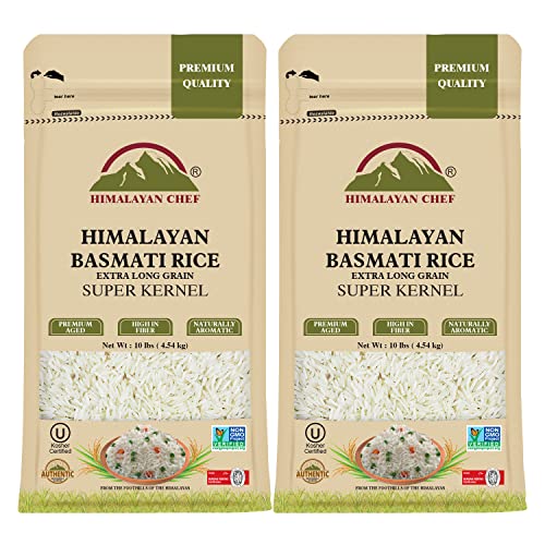 Himalayan Chef Basmati Rice,Extra Long Grain Rice Fluffy Quick Cooking Aromatic - 10 lbs.(Packaging May Vary)