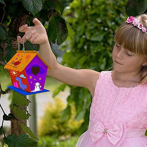 hapray 4 Pack Bird House Craft Kit, DIY Birdhouse for Kids to Build & Paint