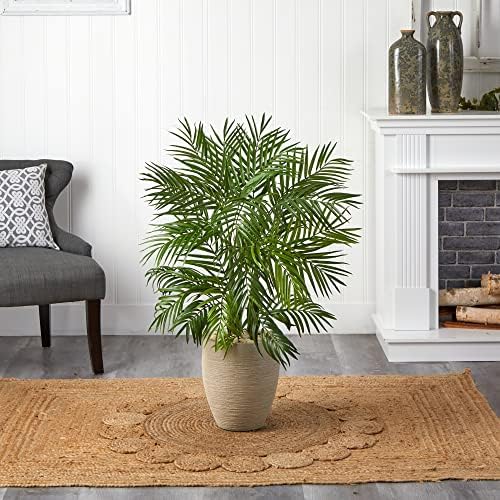 Nearly Natural 4ft. Areca Palm Artificial Tree in Sand Colored Planter