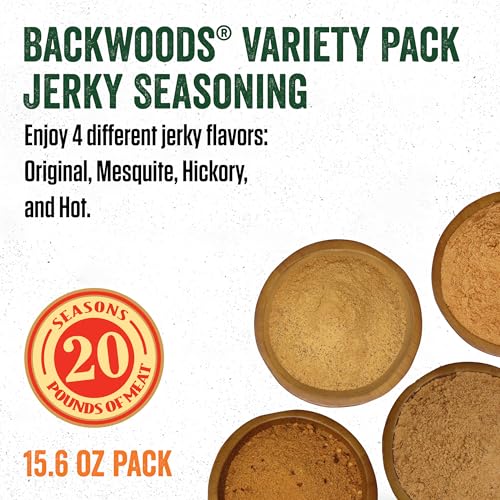 LEM Products Backwoods Original Jerky Seasoning, Ideal for Wild Game and Domestic Meat, Seasons Up to 25 Pounds of Meat, 18.3 Ounce Packet with Pre-Measured Cure Packet Included