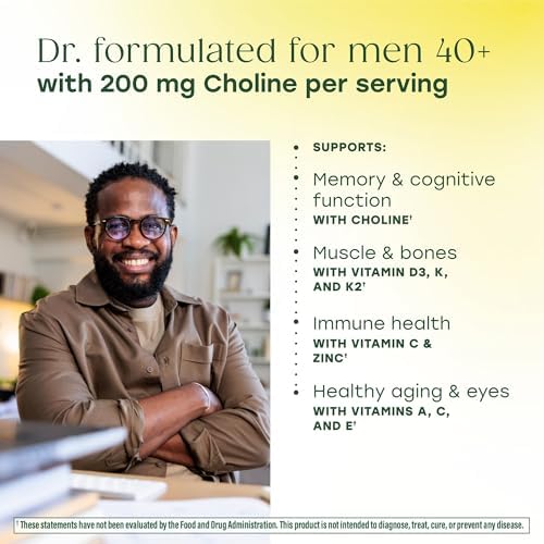 MegaFood Advanced Multivitamin for Men 40+ Doctor Formulated, 120 Tablets | Immune Support, Cellular Energy, Prostate & Brain Health, Choline, Methylfolate Vitamin C, D3, Zinc, Vegetarian, 60 Servings