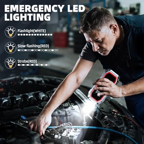 Jump Starter with Air Compressor, 5000A Peak Car Battery Jump Starter(9.0 Gas/8.0L Diesel)