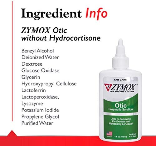 PKB Animal Health Zymox Otic Enzymatic Solution for Dogs and Cats to Soothe Ear Infections Without Hydrocortisone for Itch Relief, 4oz