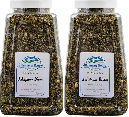 Harmony House Dried Jalapeno Peppers – Dehydrated Peppers For Cooking, Camping, Emergency Supply and More, 6 oz, Quart Jar