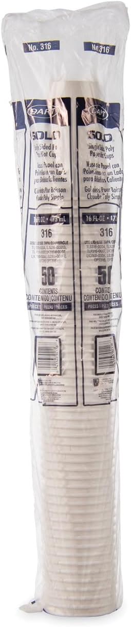 SOLO Paper Hot Cup, 16 Oz., White, 50 Cups/Pack (316W-2050)