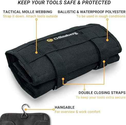 ODINSBERG Motorcycle Tool Roll Bag Tools NOT Included - Small Tool Bag Wrench Roll Up Tool Bag Organizer Pouch Wrap Motorcycle Tool Kit Box For