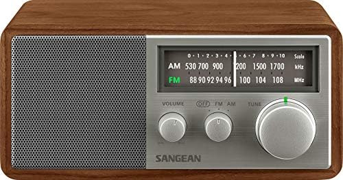 Sangean SG-116 AM/FM Analog Wooden Cabinet Receiver, Walnut-Silver
