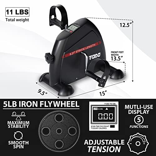 TODO Mini Exercise Bike Pedal Exerciser Foot Peddler Portable Therapy Bicycle with Digital Monitor