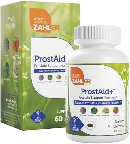 Zahler ProstAid+ Prostate Supplements for Men with Lycopene & Norway Spruce for Urine Flow, Prostate Support - Made in USA