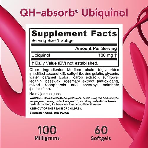 Jarrow QH-Absorb Ubiquinol 100mg CoQ10, Heart Health, 120 Softgels | High Absorption, Supports Mitochondrial Energy Production & Healthy Cardiovascular Function, Dietary Supplement