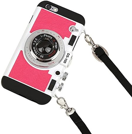 Black Lemon Case for iPhone 7, Cute Case for iPhone 8, 3D Unique Design Camera Case PC + Silicone Shockproof Hybrid Cover Case with Long Strap Rope (iPhone 7/8, Black)