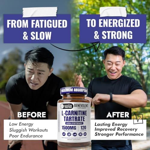 Benevolent L Carnitine Supplement - High Potency 1500mg – 120 Capsules