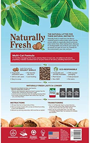 Naturally Fresh Cat Litter Made From Walnut Shells, Unscented, Multi-Cat, Upcycled, Low Dust, Sustainable, 26 Lbs