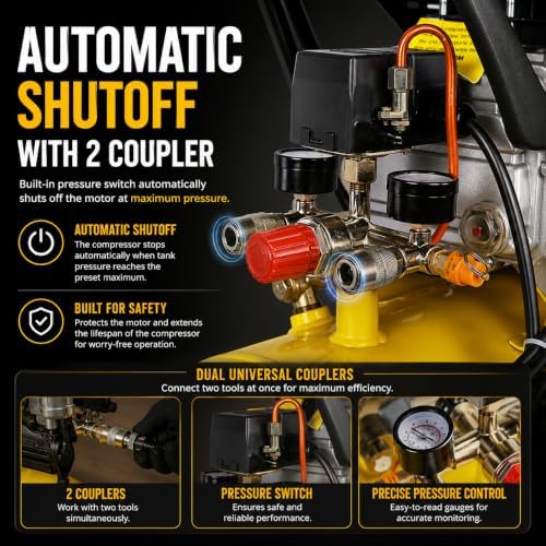 Stark USA 3.5HP 10 Gallons Air Compressor Tank Ultra Quiet Horizontal Tank Adjustable Pressure Ideal for DIY, Home & Garage Applications, 8.37 CFM