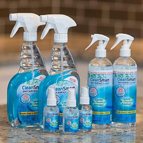 CleanSmart Daily Surface Cleaner and Pet-Safe Disinfectant, 23 oz (2 pack) | Hypochlorous Acid Spray Kills 99.9% of Viruses and Bacteria, No Harsh Residue, Food Contact Surface Sanitizer, No Rinse