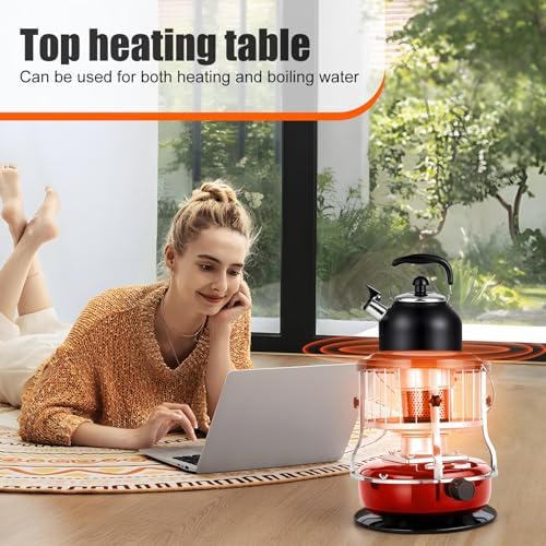 9000 BTU Portable Kerosene Heater - Indoor Safe & Outdoor Use for Camping, Emergency Heat, Cooking | No Electricity Needed | Black Army Green