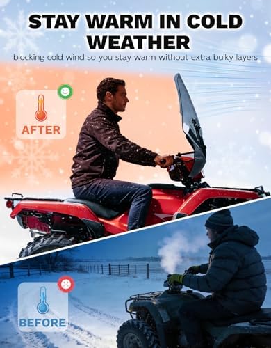 SLMOTO Universal Motorcycle Windshield Large ATV Windscreen Fit for Polaris