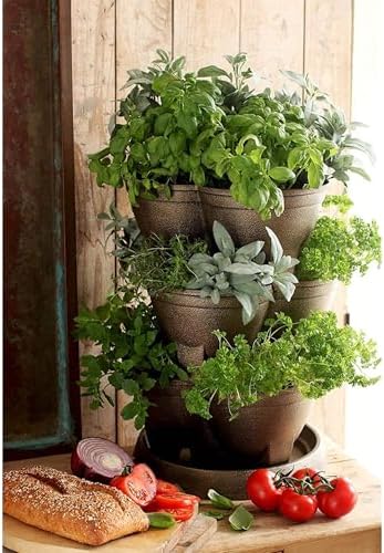 Stackable Planter – 30 Quart Capacity, Brick Red - Vertical Garden for Herbs, Vegetables, Fruits, Flowers