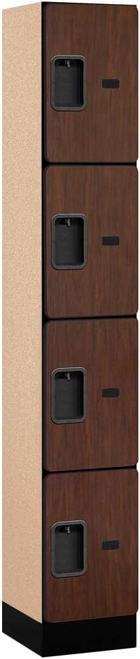 Salsbury Industries Four Tier Designer Wood Locker, Mahogany, 6' 3" x 18"