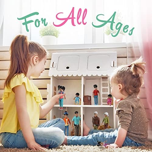 Beverly Hills Doll Collection Sweet Li'l Family Hispanic Dollhouse People Set of 9 Action Figure Set - Grandpa, Grandma, Mom, Dad, Sister, Brother