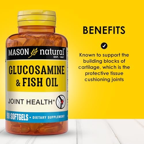 MASON NATURAL Glucosamine & Fish Oil with DHA & Omega-3, 30 Day Supply | 1, 500mg glucosamine plus 1