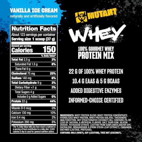 Mutant WHEY, 100% Whey Protein Powder, Vanilla Ice Cream, 5 lb