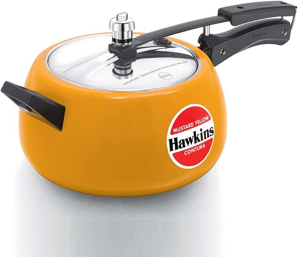 Hawkins 5 Litre Contura Pressure Cooker, Ceramic Coated Handi Inner Lid Cooker, Tomato Red (CTR50)