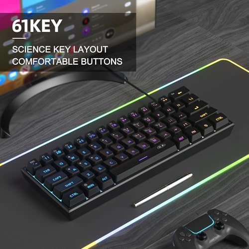 MageGee Mini 60% Gaming Keyboard, RGB Backlit 61 Key Ultra-Compact Keyboard