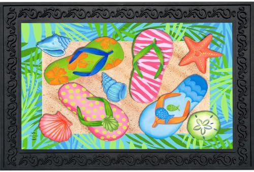 Briarwood Lane Doormat 30x18 Indoor Outdoor Tropical Flip Flops Summer for Summer Doormat