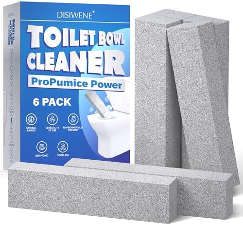 DISIWENE Pumice Cleaning Stone with Handle Toilet Bowl Cleaner Hard Water Ring Remover for Bath/Pool/Kitchen/Household Cleaning (4, 4 Pack with Handle)