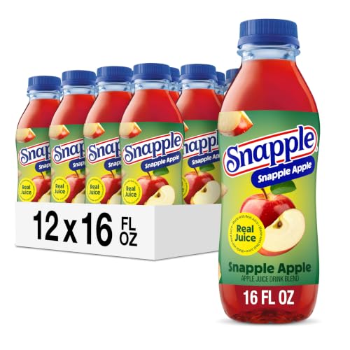 Snapple Apple Juice Drink, 16 Fl Oz Recycled Plastic Bottle, All Natural, No Artificial Flavors Or Sweeteners, Gluten-free, Contains 10% Real Juice 12 Pack