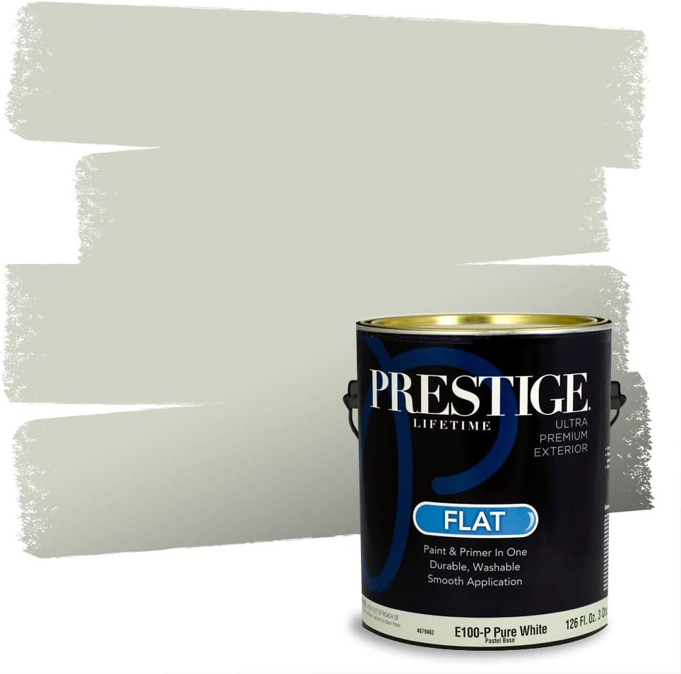 PRESTIGE Paints Exterior Paint and Primer In One, 1-Gallon, Flat, Comparable Match of Sherwin Williams* Coastal Plain*