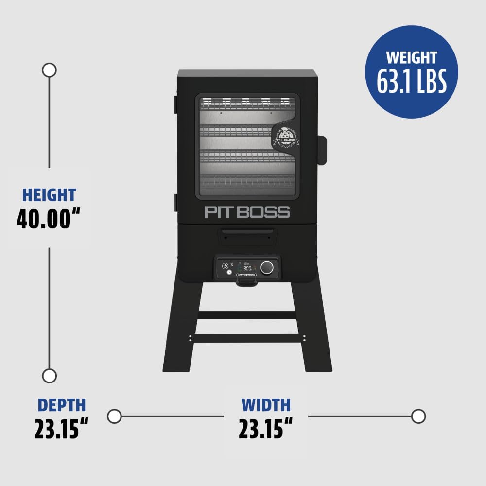 Pit Boss 3-Series WiFi & Bluetooth Digital Vertical Smoker with LCD Digital Controller and Wood Chip Tray, 880-Sq. In. 4-Rack Cooking Space