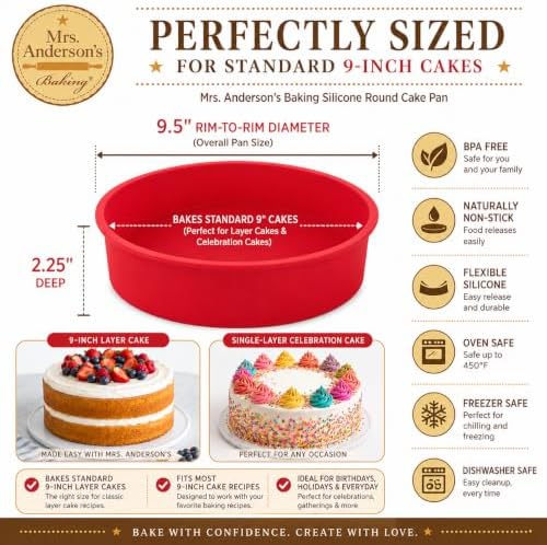 Mrs. Anderson's Baking Silicone Loaf Bread Pan, Non-Stick European-Grade Silicone